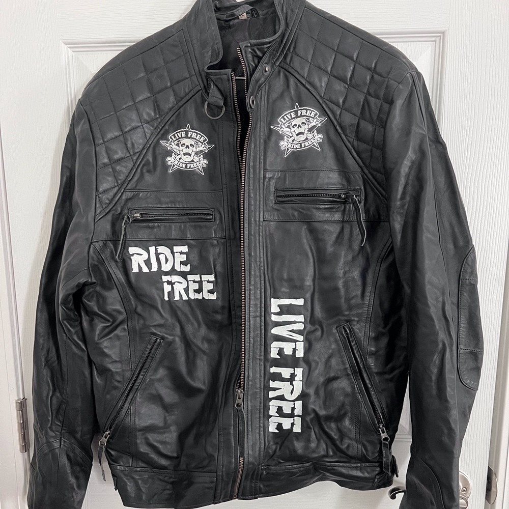 Black live free ride free motor jacket